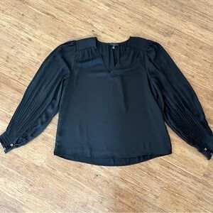 Current Air Anthropologie Black Pleated Sleeve Top XS